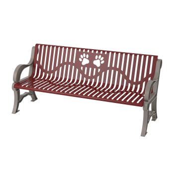 Dog Park Paws Design 6-feet Classic Style Bench with Back