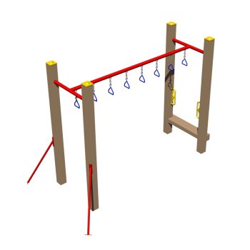 Recycled Overhead Horizontal Ladder with Rings 