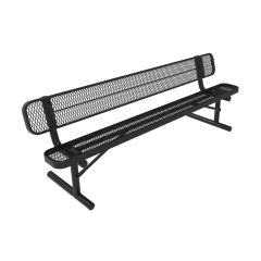 Expanded Metal Park Bench with Back - 8-Foot - Portable Mount