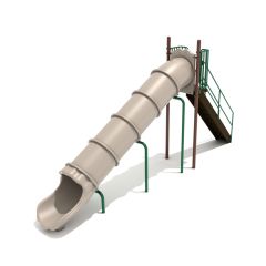 7-feet Straight Tube Free Standing Slide in Tan with Brown and Rainforest Green Posts