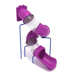 10-feet Deck Height Spiral Tube Slide in Purple and Clear with Pacific Blue Support Posts - Slide and Supports Only