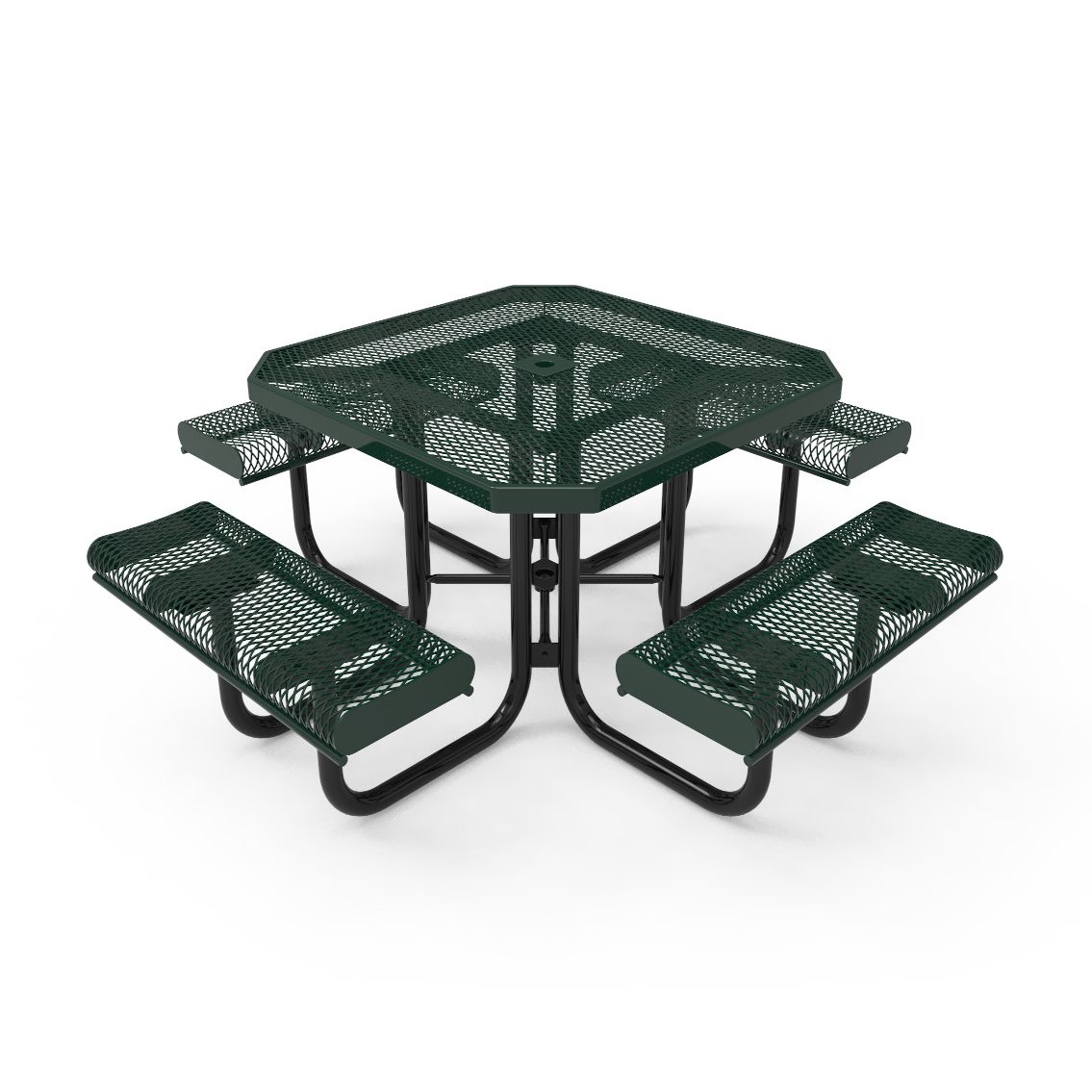 Expanded Metal Portable Frame Octagon Table with Rolled Edge Seats - 4 Seats