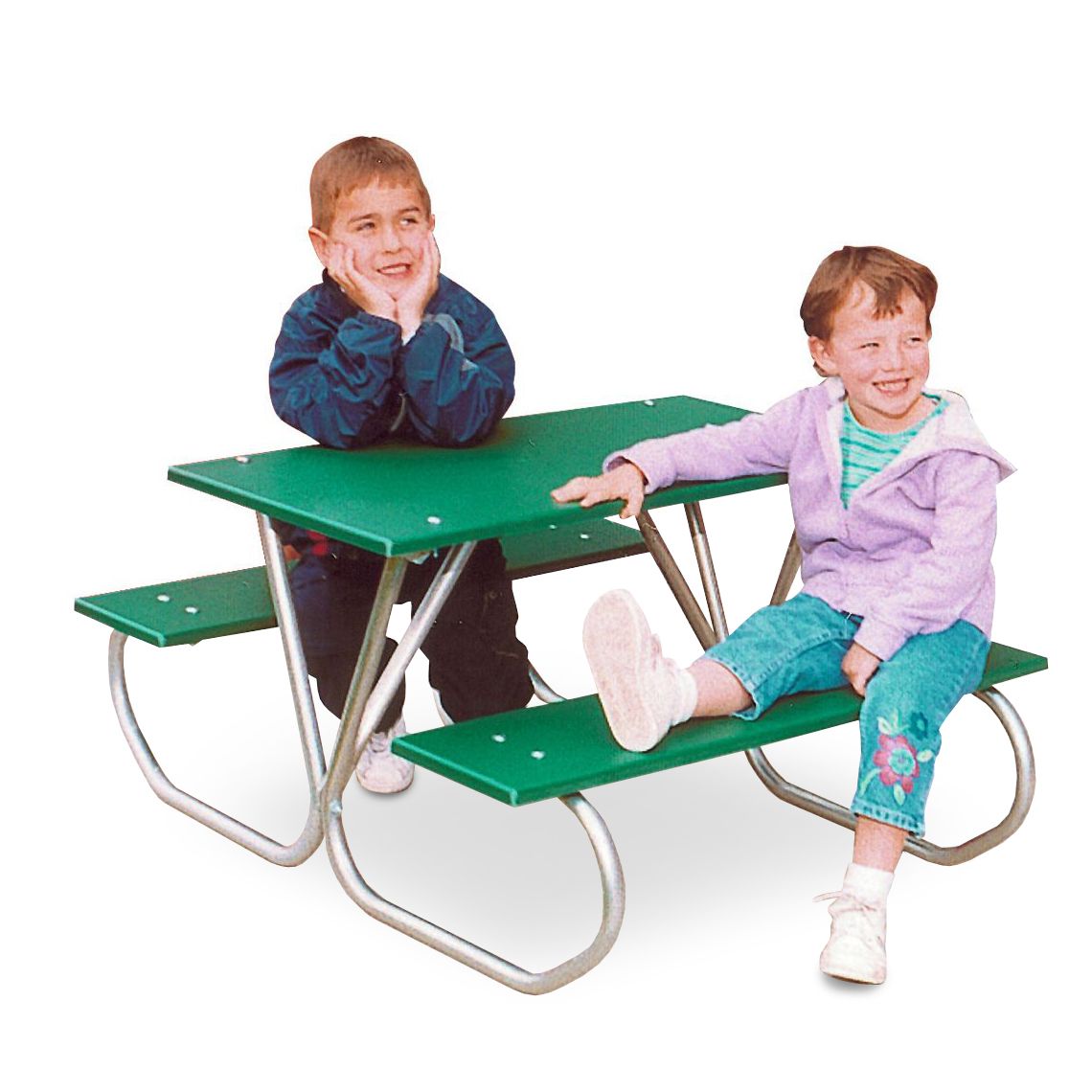 357 3-foot Preschool Table-Green-Galvanized Frame