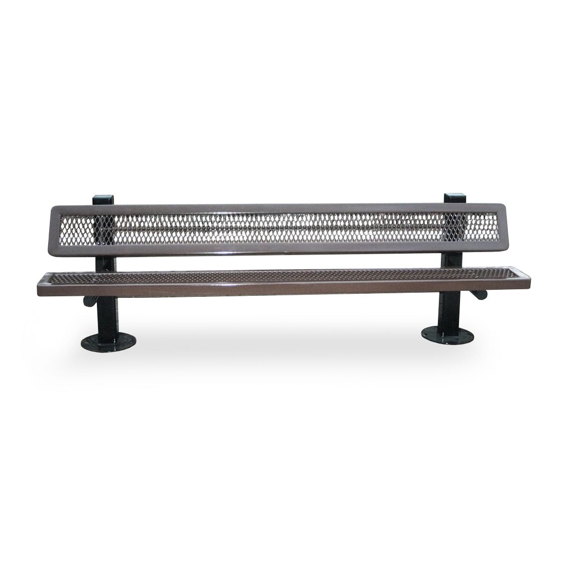 Regal Style Square Frame Park Bench - 8 Feet - Surface Mount - Single-Sided